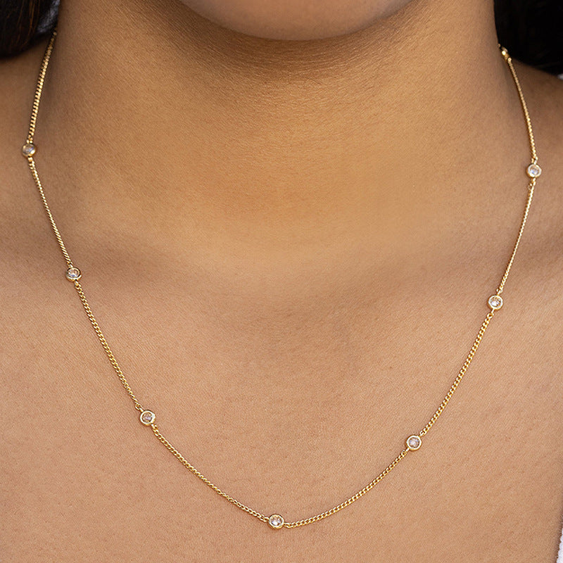 “Lumiere Circle” S925 Sterling Silver Zircon Geometric Necklace