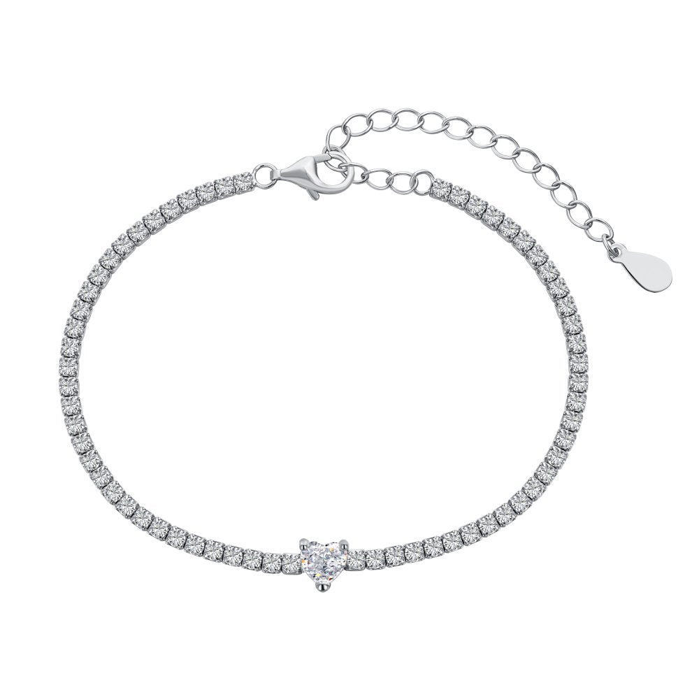 “Heart in Motion” S925 Sterling Silver 8A Ice-Flower Cut Zircon Tennis Bracelet