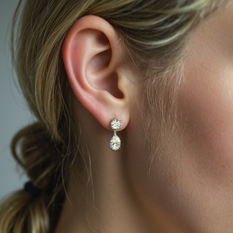 Aurielle Drop 925 Sterling Silver Teardrop Zircon Stud Earrings