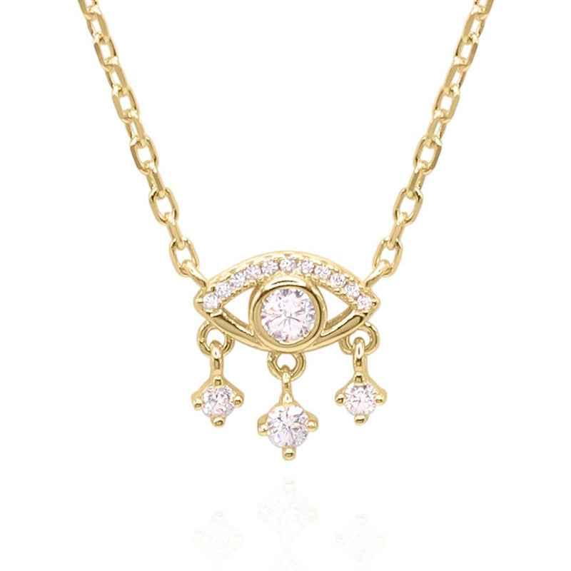 925 Sterling Silver Eye of Grace Pendant Necklace 18K Gold Plated Zircon Eye Charm Necklace