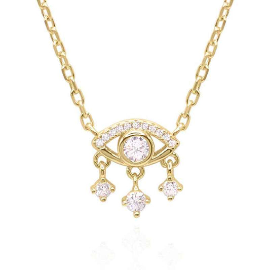 925 Sterling Silver Eye of Grace Pendant Necklace 18K Gold Plated Zircon Eye Charm Necklace