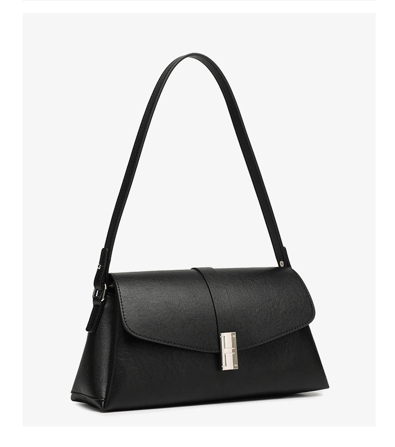 Women's Full-Grain Cowhide H-Buckle Flap Shoulder Bag