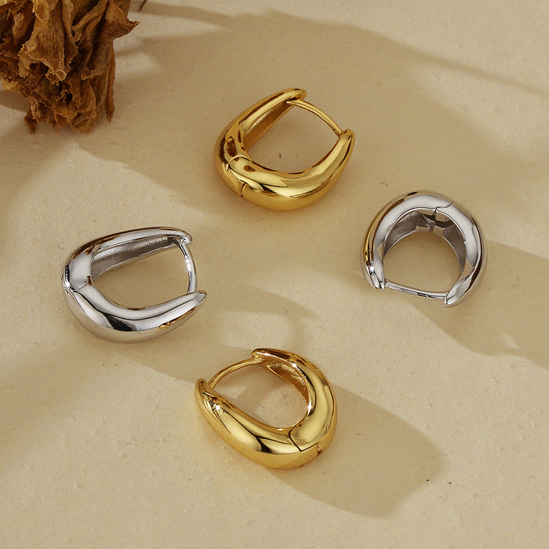 “Fluid Wave” S925 Sterling Silver Sculptural Wave Hoop Earrings