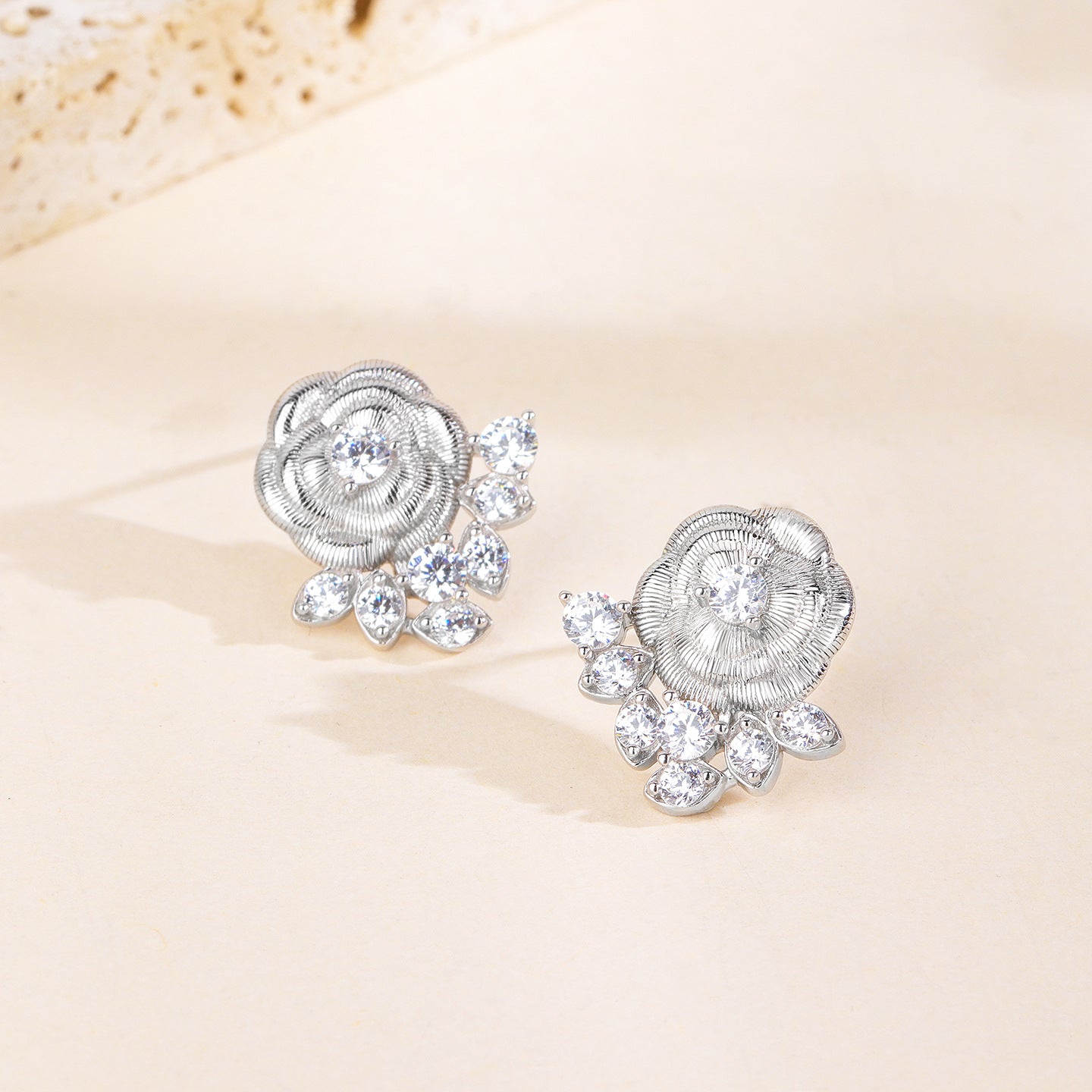 Camellia Muse Vintage Camellia Jewelry Set S925 Sterling Silver Necklace & Earrings
