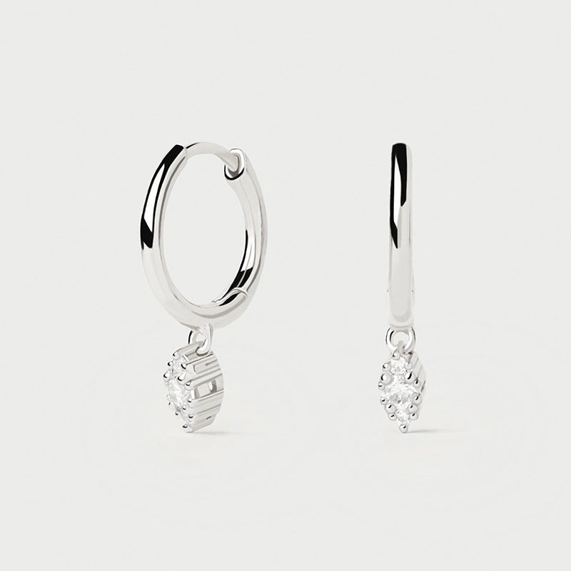 “Sculpted Aura” Geometric Zircon Hoop Earrings