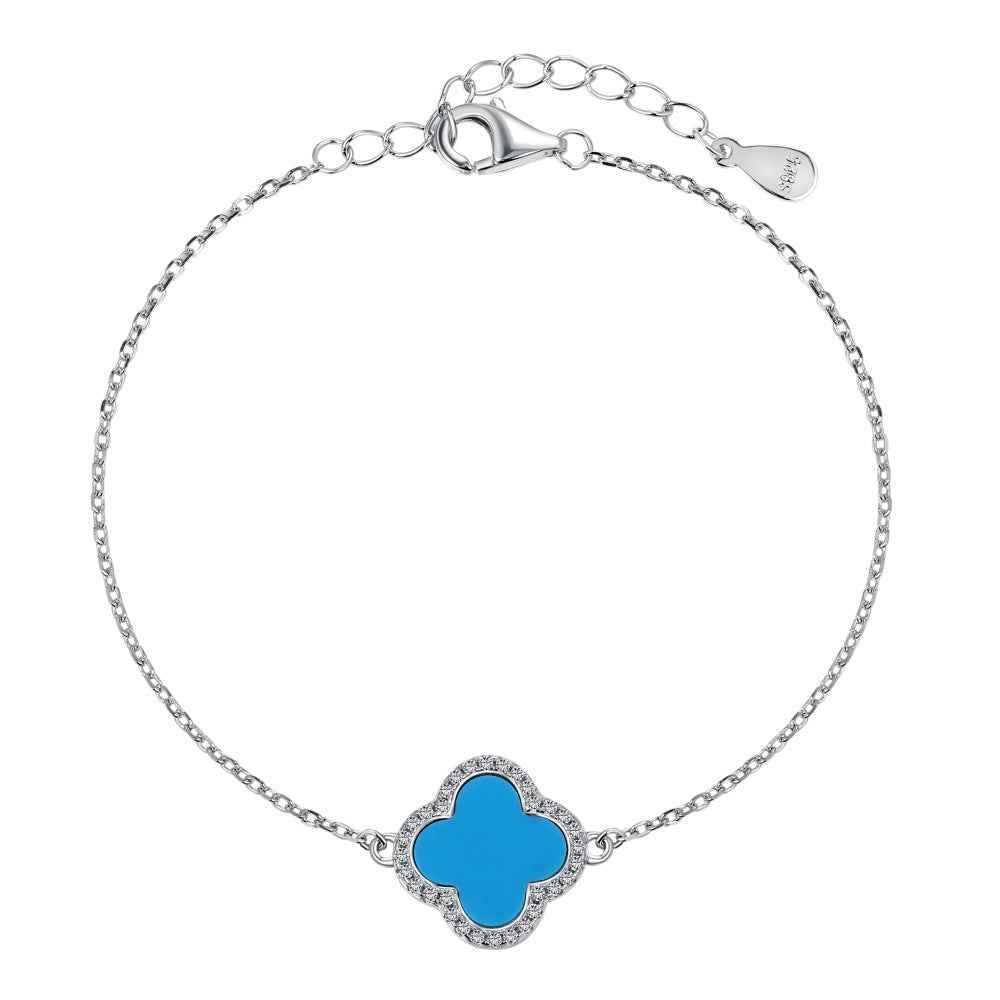 Lucky Whisper Clover Zircon Charm Bracelet in S925 Sterling Silver