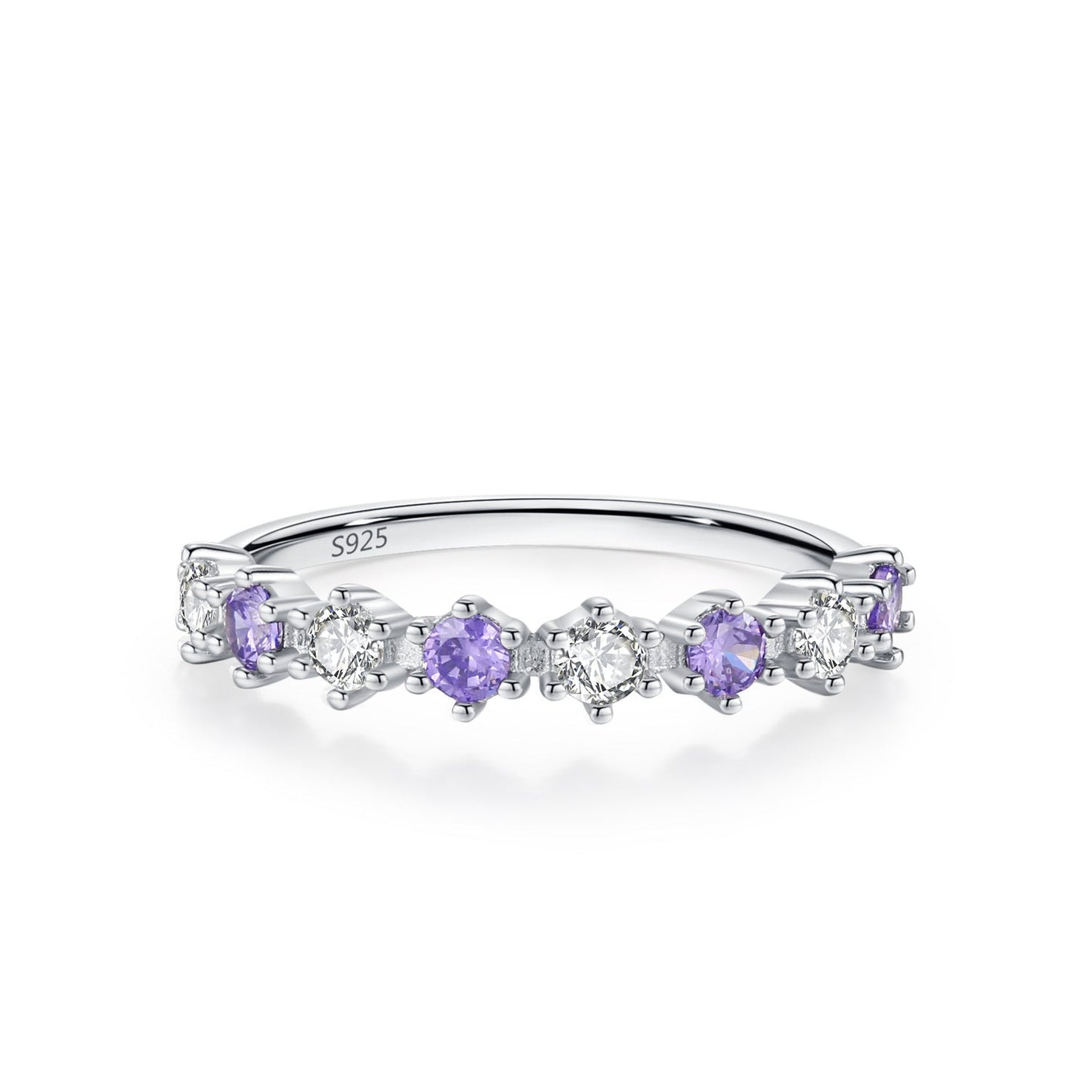 Violet Lumière Alternating Zircon 925 Sterling Silver Band Ring