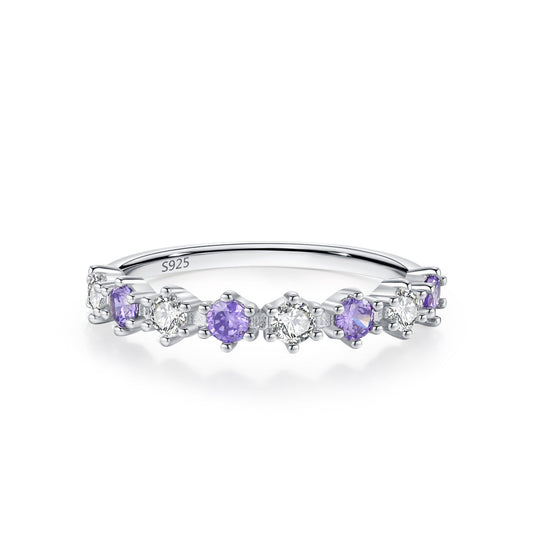 Violet Lumière Alternating Zircon 925 Sterling Silver Band Ring