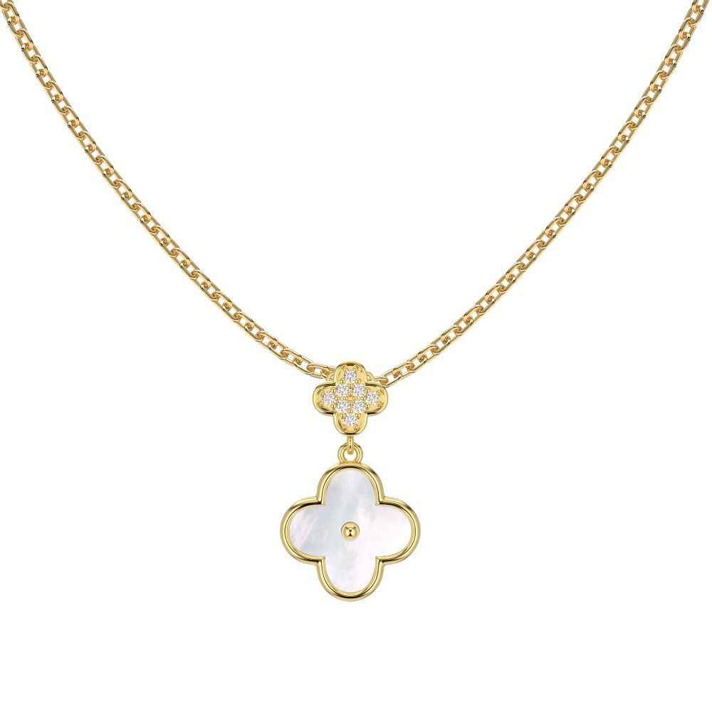 Clover Grace S925 Silver Mother-of-Pearl Clover Necklace