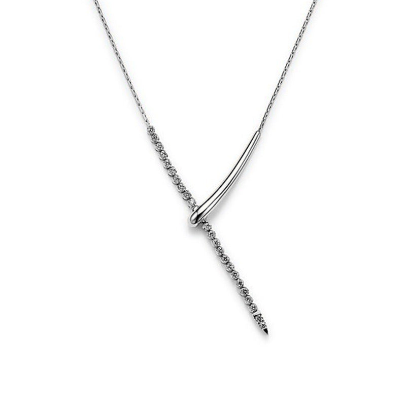“Linear Eclat” S925 Sterling Silver Geometric Tassel Necklace