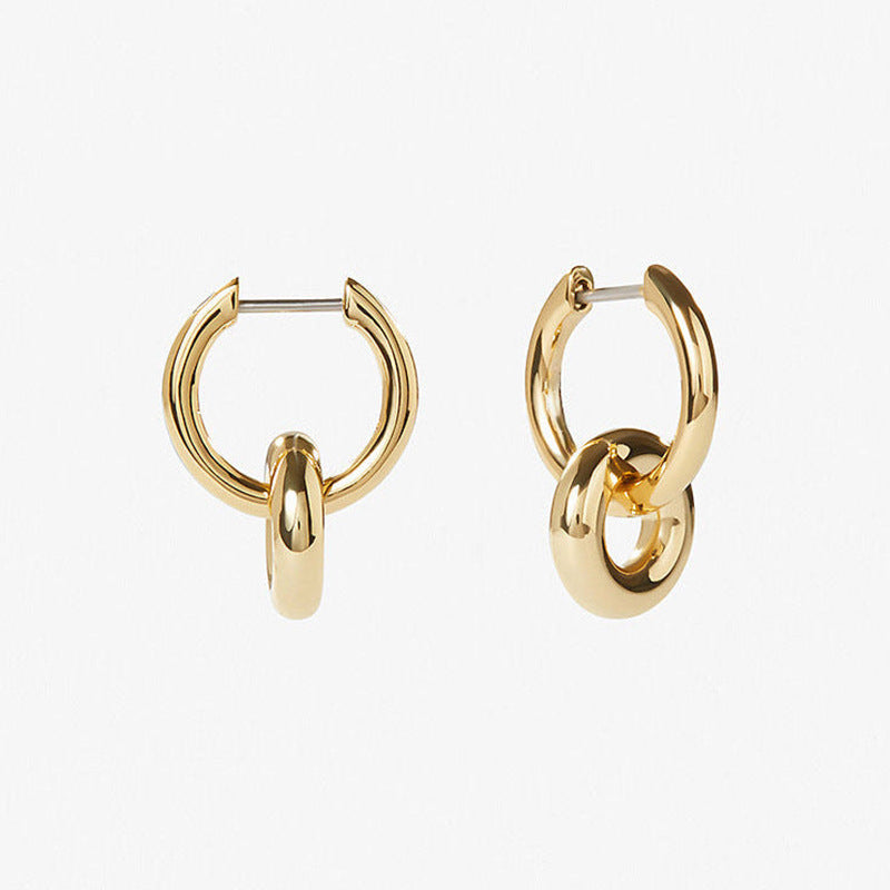 “Twin Orbit” S925 Sterling Silver Double Circle Hoop Earrings