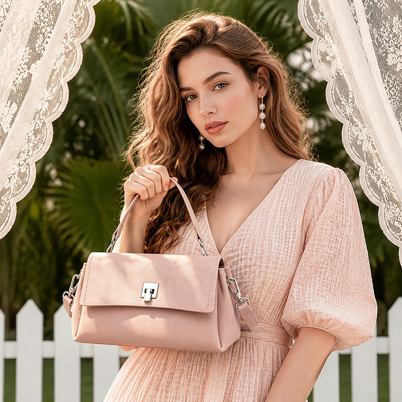 Women's Pebbled Cowhide Pillow Bag with Twist-Lock