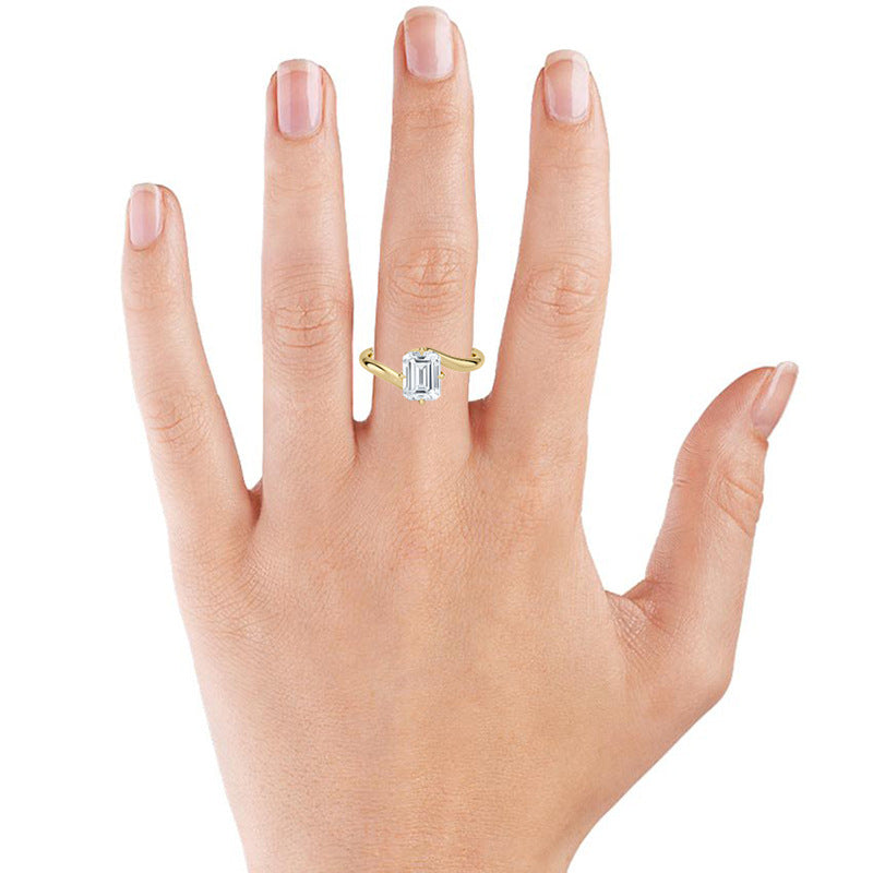 “Square Radiance” S925 Sterling Silver Square Zircon Solitaire Ring