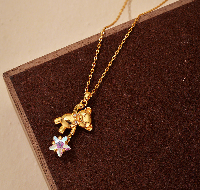 “Bear & Star” S925 Sterling Silver Cute Bear Pendant Necklace