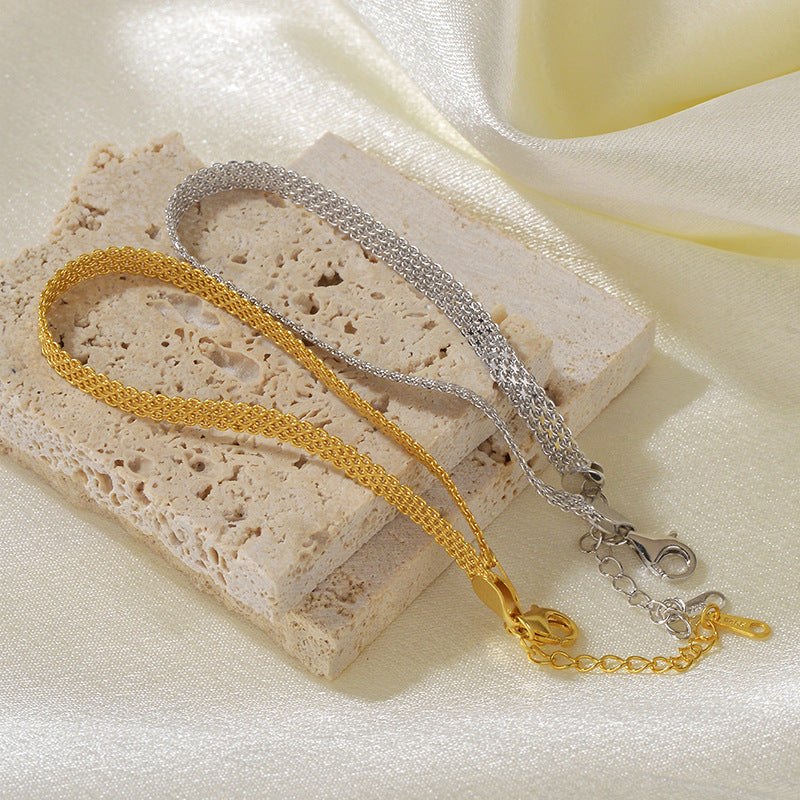 “Woven Eclat” S925 Sterling Silver Woven Chain Bracelet