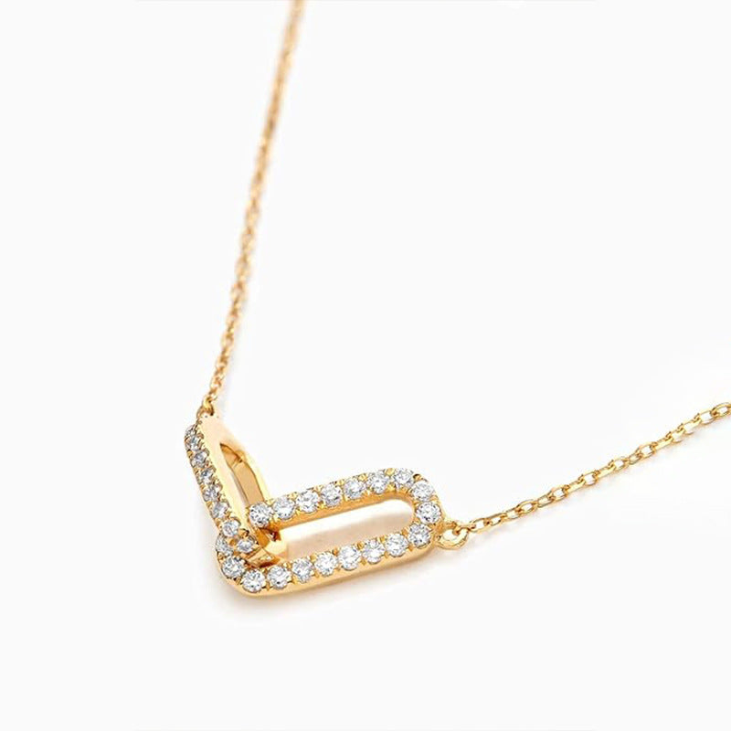 “Double Oval Heart” S925 Sterling Silver Layered Oval Heart Necklace