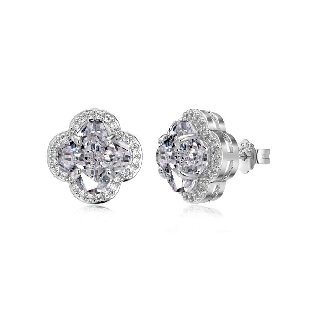 Clover Brilliance Pavé Clover Jewelry Set with Zircon in S925 Sterling Silver
