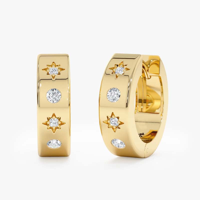 “Starburst Halo” S925 Sterling Silver Starburst Hoop Earrings