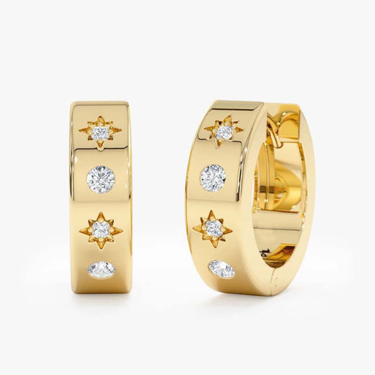 “Starburst Halo” S925 Sterling Silver Starburst Hoop Earrings