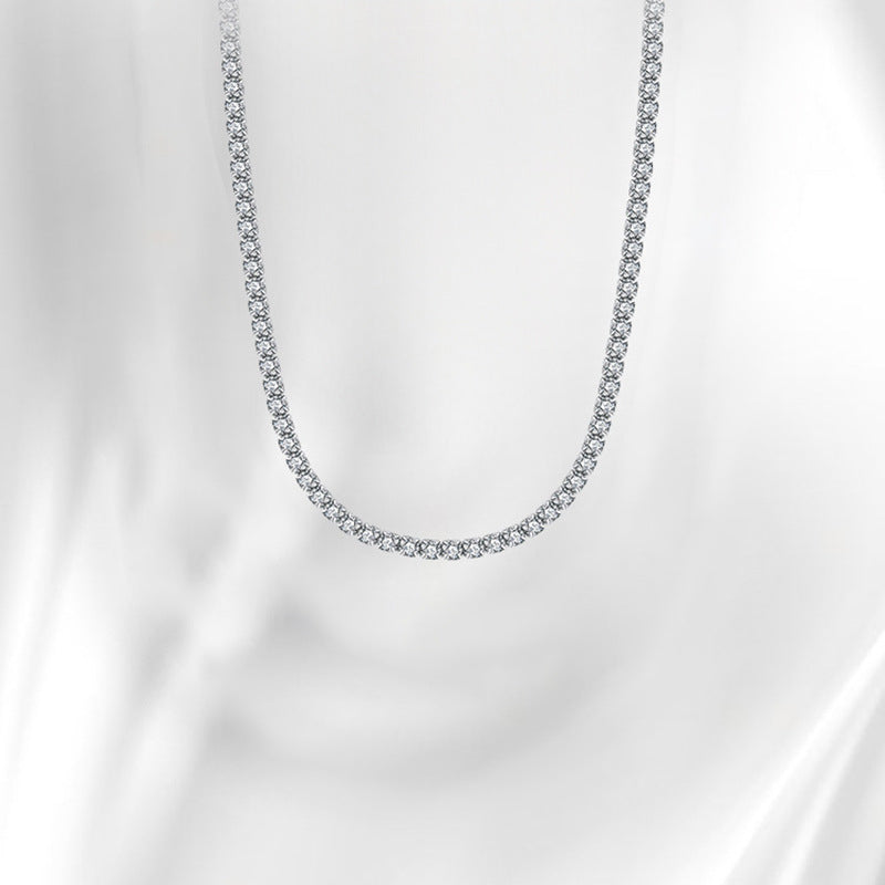 “Eclat Tennis” S925 Sterling Silver Zircon Tennis Necklace