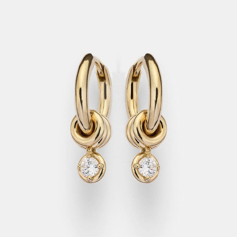 “Vintage Gleam” S925 Sterling Silver Geometric Hoop Earrings with Sparkling Accents