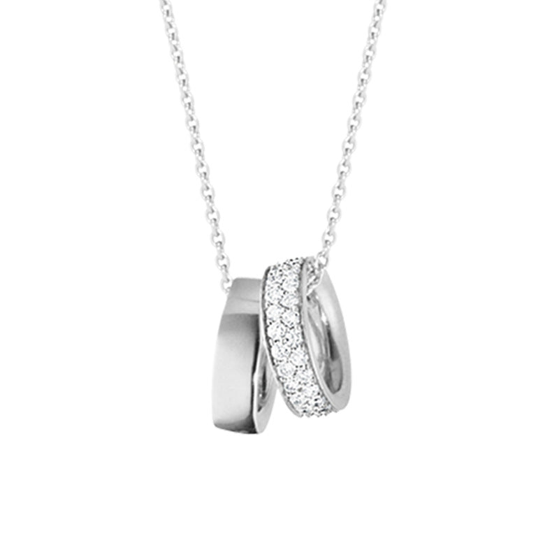 “Double Orbit” S925 Sterling Silver Double Circle Necklace