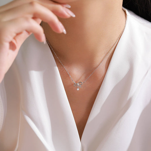 Lumi Bow Bow Necklace & Ring Set in 925 Sterling Silver