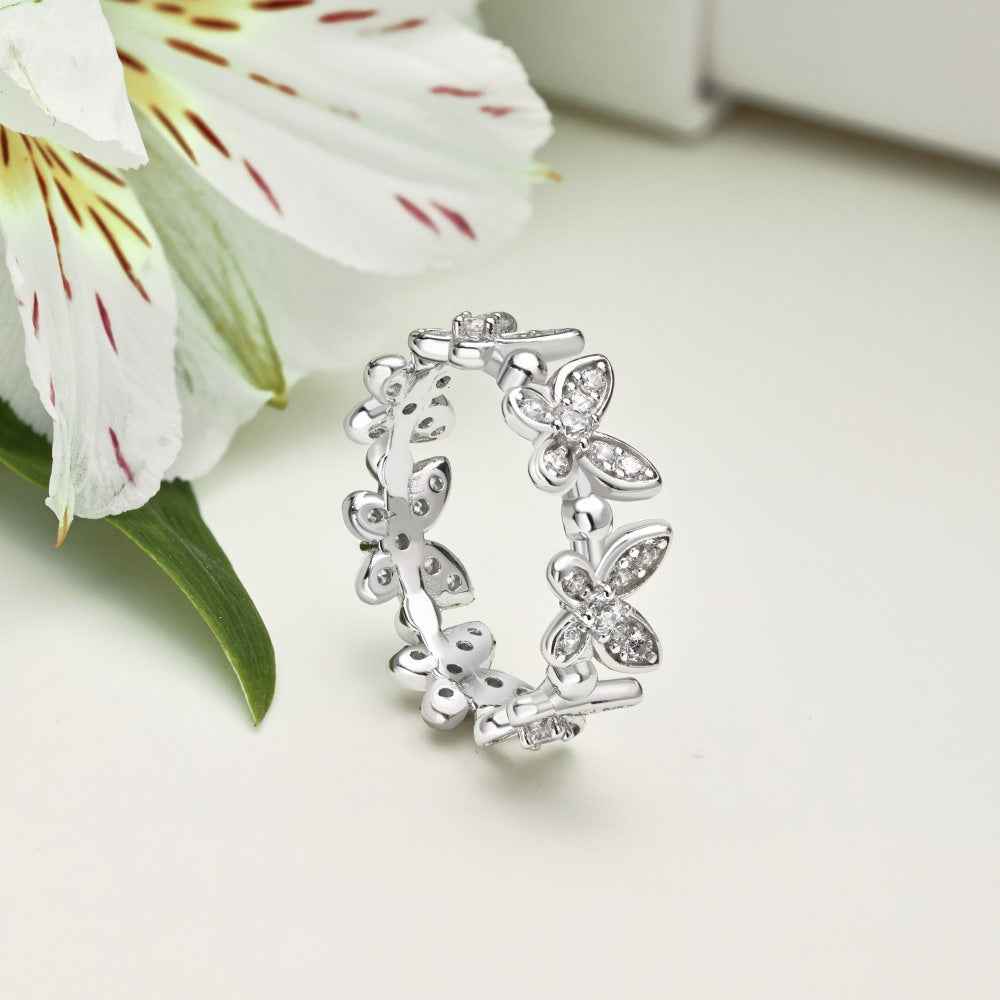 925 Sterling Silver Pavé Butterfly Ring – Butterfly Gleam