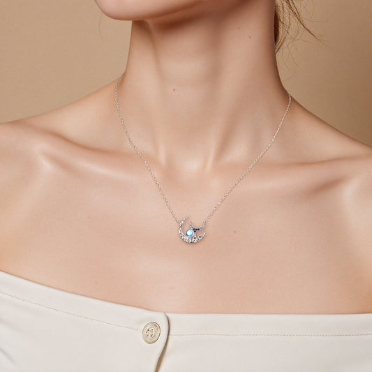 Moonlit Mermaid S925 Sterling Silver Moonstone Mermaid Tail Necklace