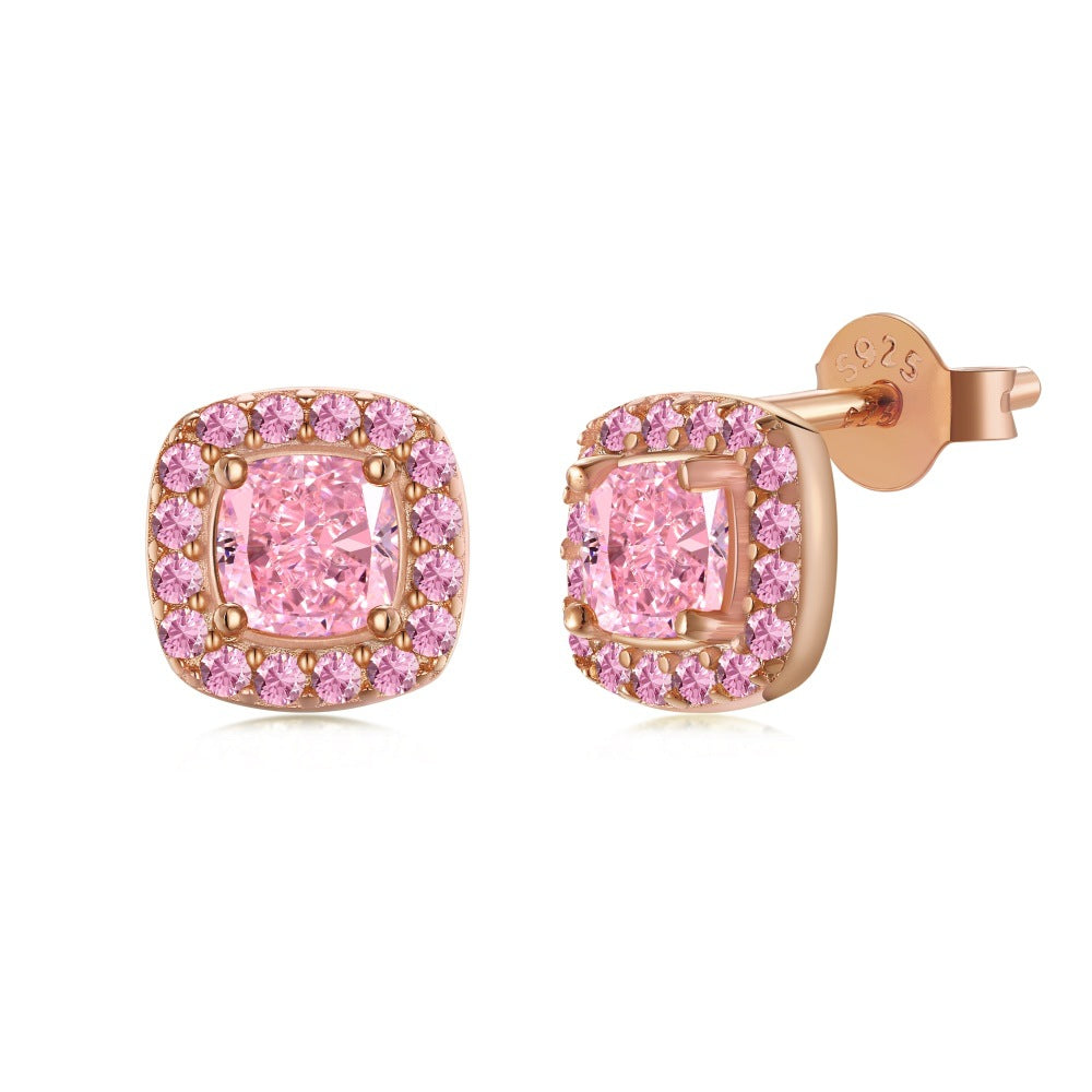 Sugar Éclat S925 Silver Cushion Cut Iced Zircon Jewelry Set