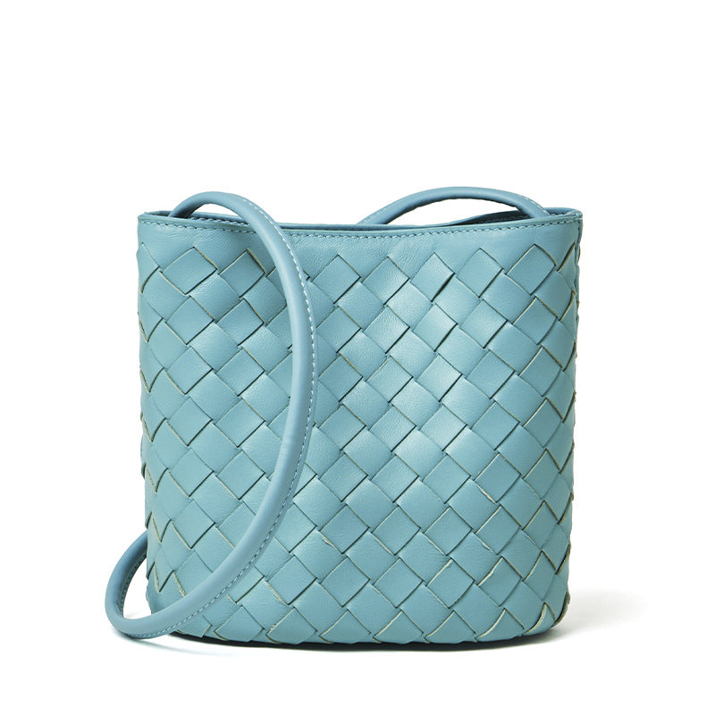 Women's Hand-Woven Sheepskin Bucket Crossbody Bag