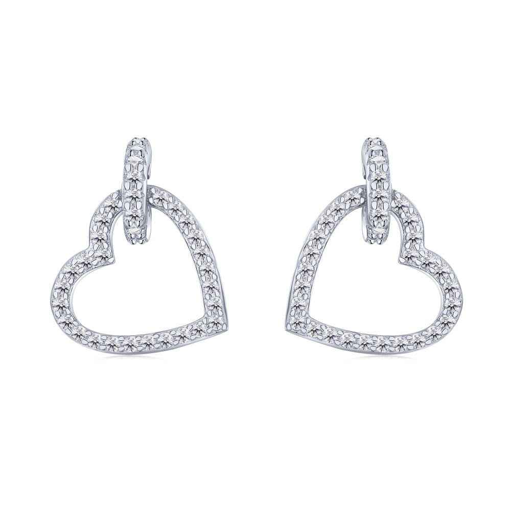 Lovette Halo S925 Sterling Silver Pavé Heart Stud Earrings