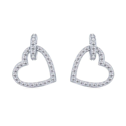 Lovette Halo S925 Sterling Silver Pavé Heart Stud Earrings