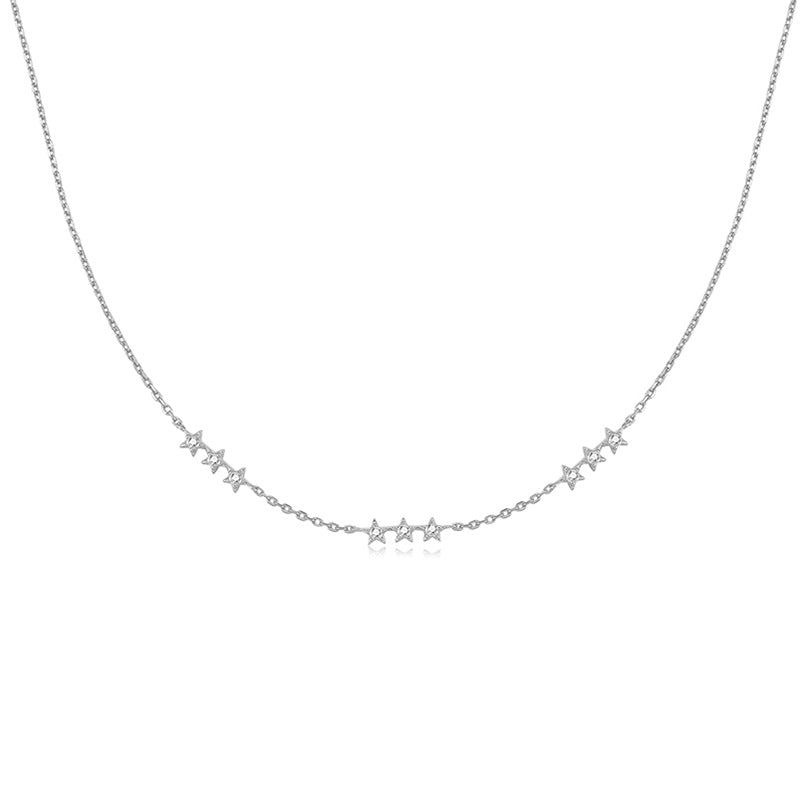 “Celestial Tide” S925 Sterling Silver Geometric Sparkle Necklace