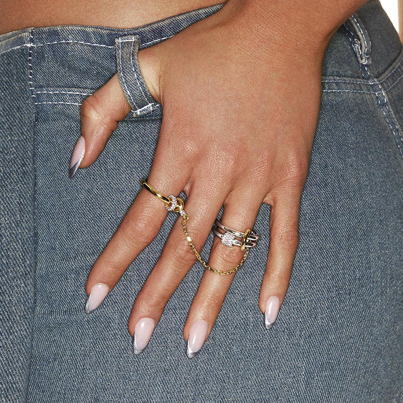 “Heartlink Luxe” S925 Sterling Silver Two-Tone Chain Ring