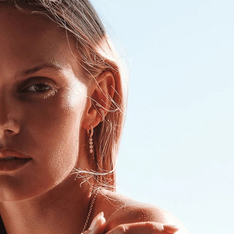 “Teardrop Allure” S925 Sterling Silver Zircon Drop Hoop Earrings