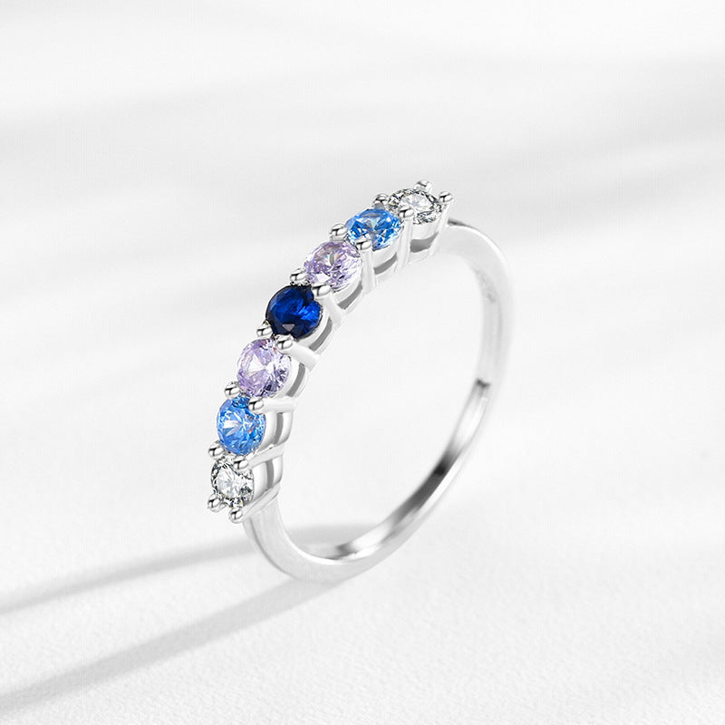 925 Sterling Silver Multi Stone Band Ring