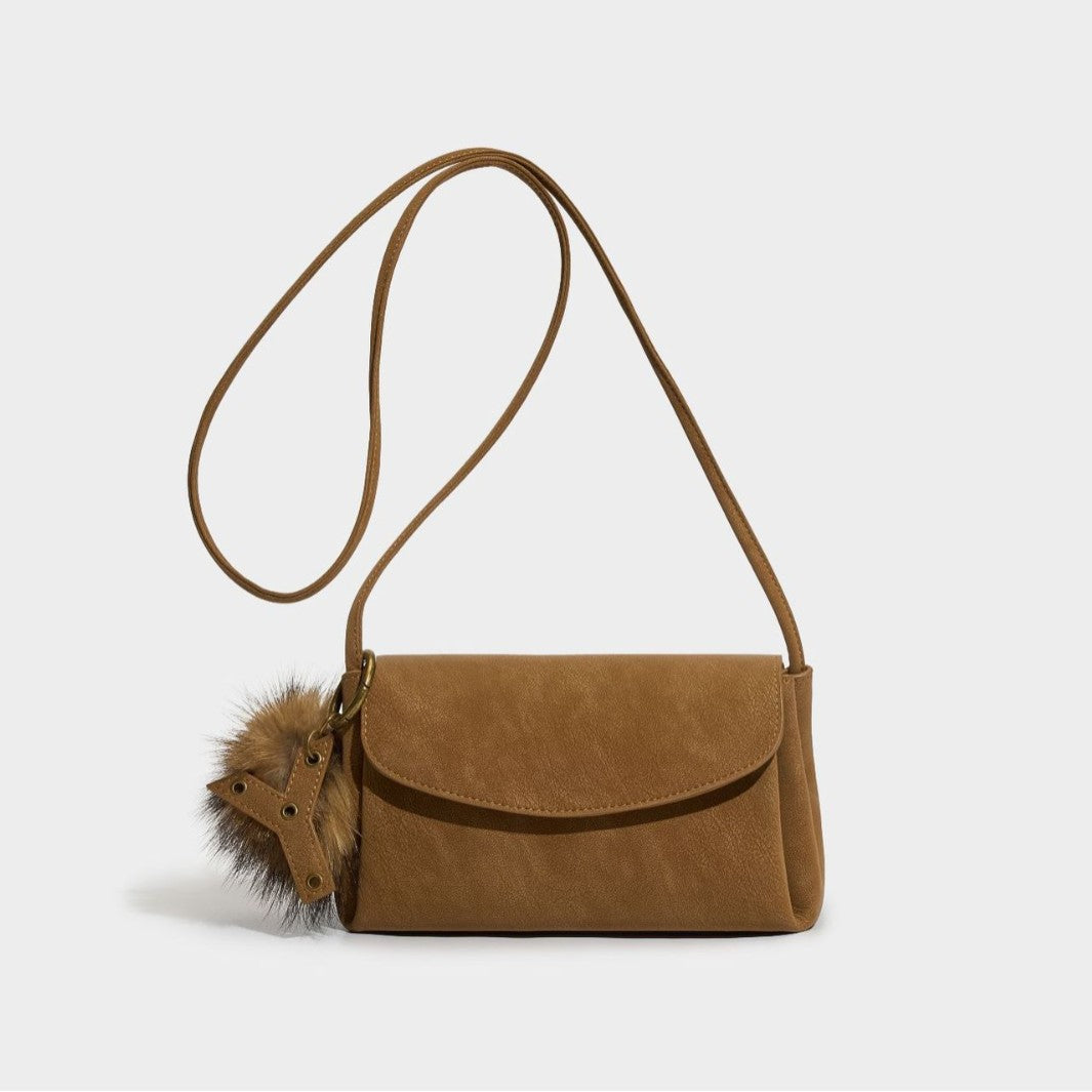 Women's Matte Cowhide Trapezoid Bag with Sculpted Handle