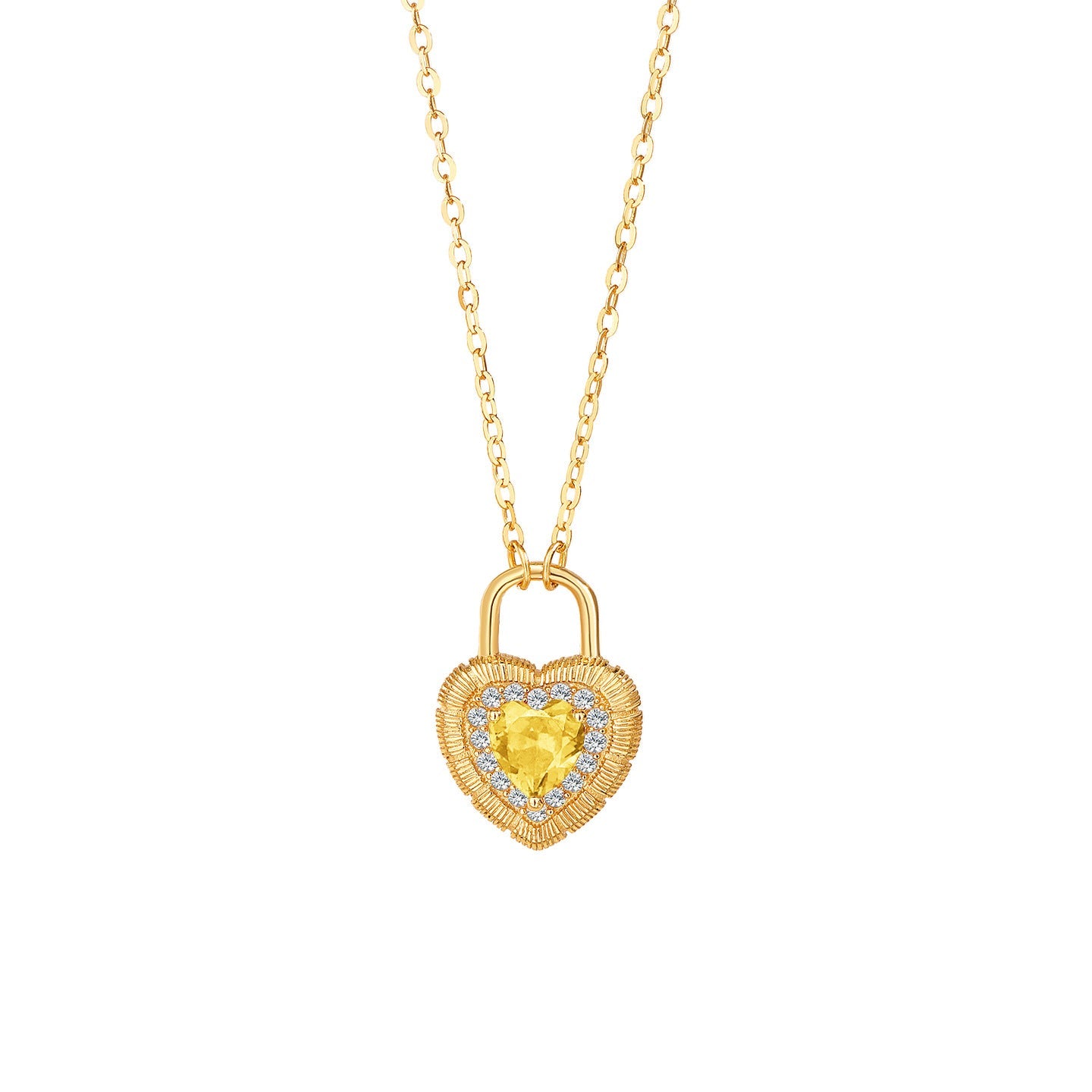 Royal Heart Lock Vintage Heart Pendant Necklace with Zircon in S925 Sterling Silver
