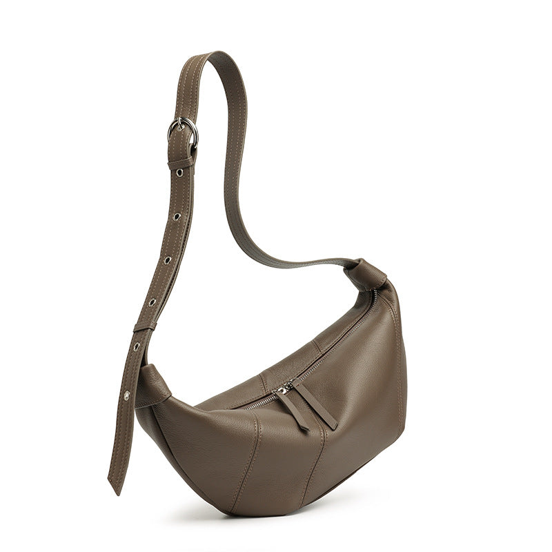 Women's TC Cowhide Soft Dumpling Bag with Adjustable Strap