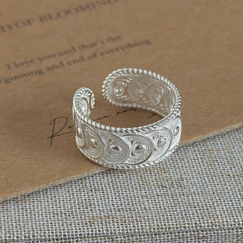 “Lace Whisper” S925 Sterling Silver Open Adjustable Lace Ring