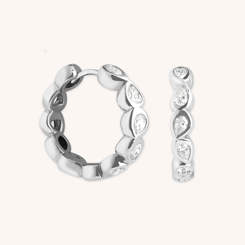 “Starry Halo” S925 Sterling Silver Star-Inspired Hoop Earrings with Sparkling Accents