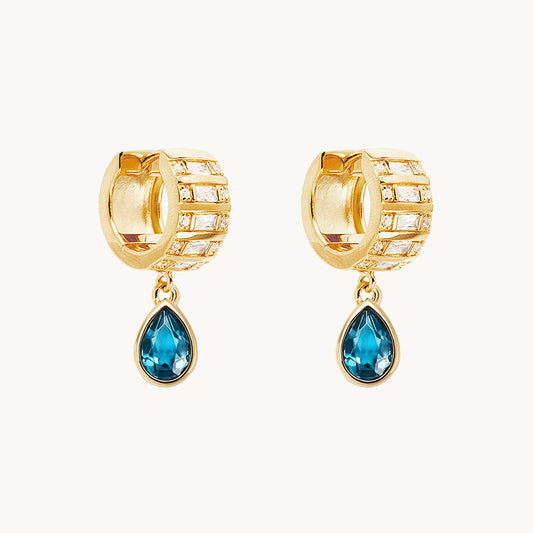 “Teardrop Radiance” S925 Sterling Silver Zircon Teardrop Huggie Hoop Earrings