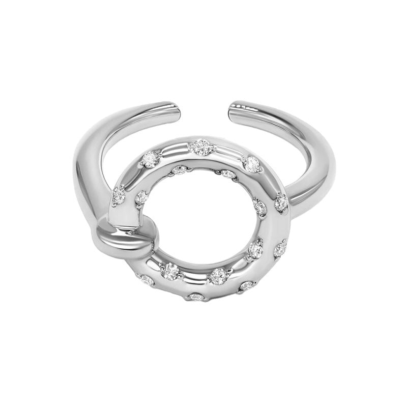 “Modern Orbit” S925 Sterling Silver Open Adjustable Geometric Ring