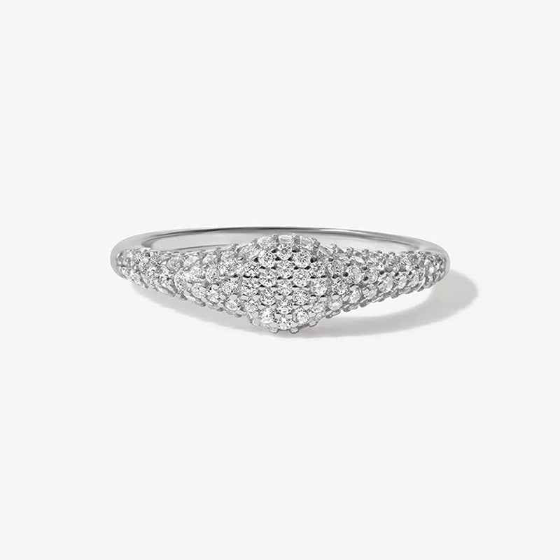 S925 Sterling Silver Starlit Glow Pavé Zircon Dome Ring 18K Gold or Platinum Vermeil