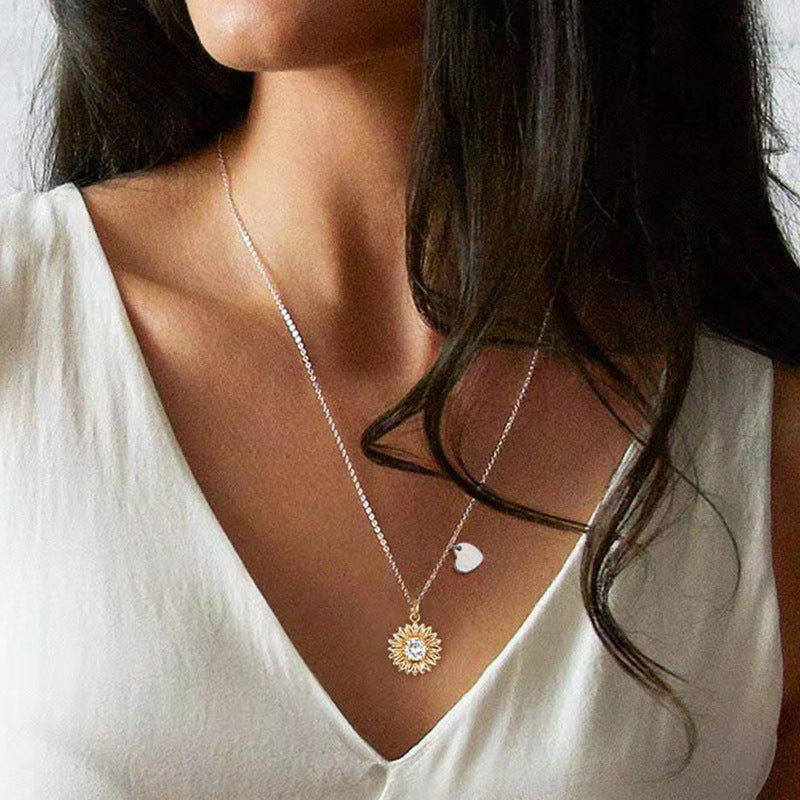 “Daisy Radiance” S925 Sterling Silver Sunflower Daisy Pendant Necklace