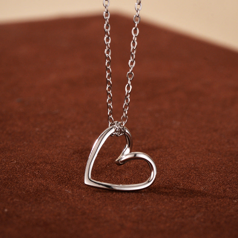 “Heart Veil” S925 Sterling Silver Openwork Heart Necklace