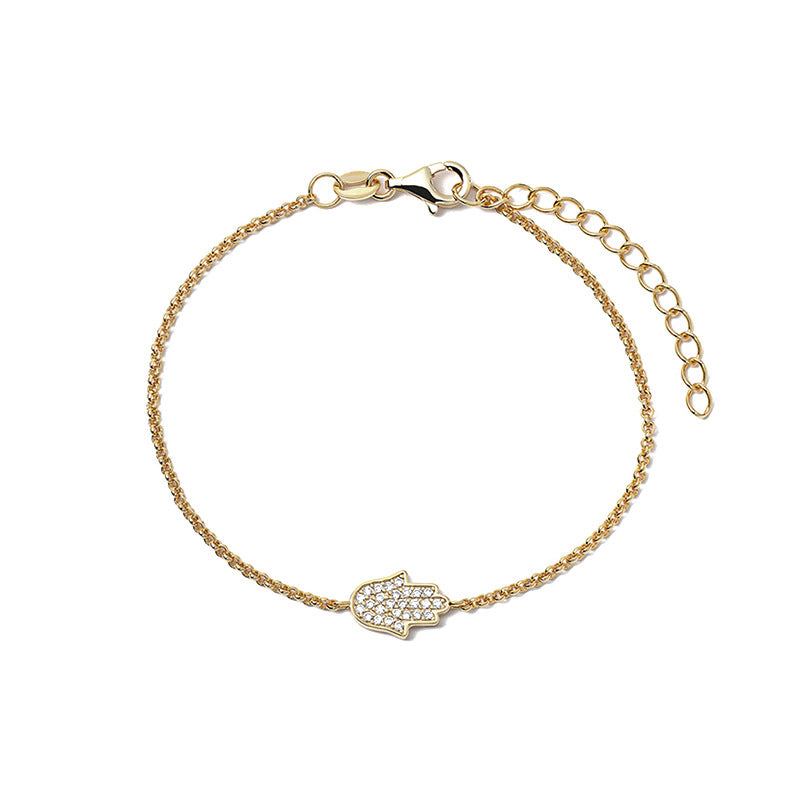 “Palm Glow” S925 Sterling Silver Zircon Hand Bracelet
