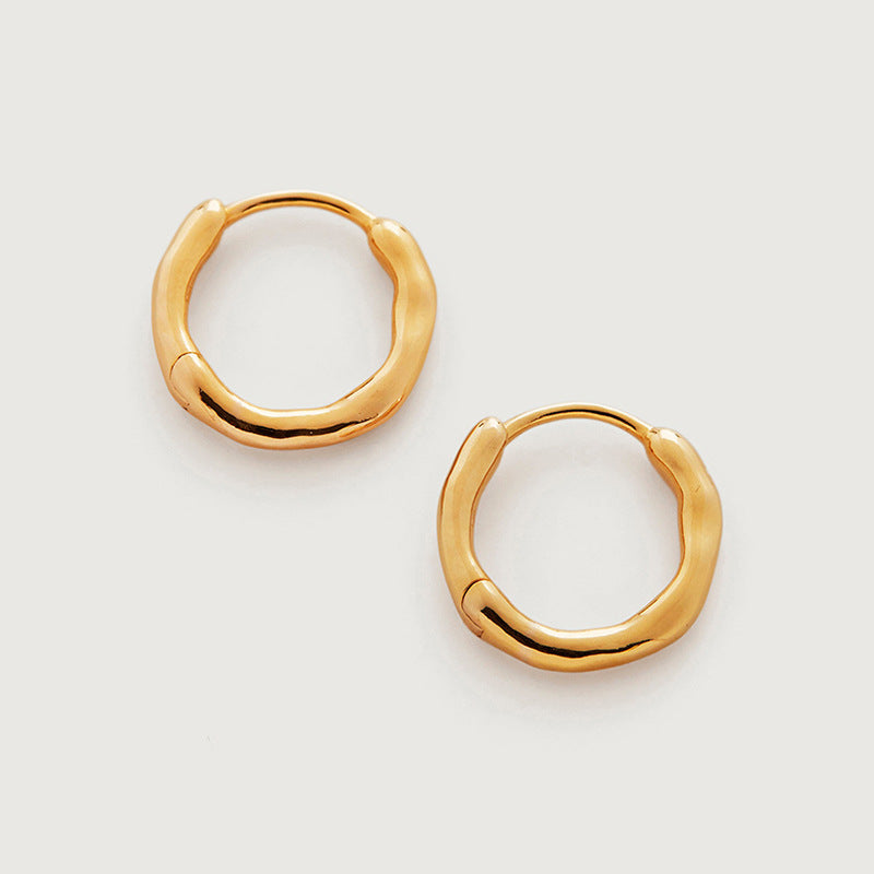 “Pure Orbit” S925 Sterling Silver Minimalist Circle Huggie Hoop Earrings