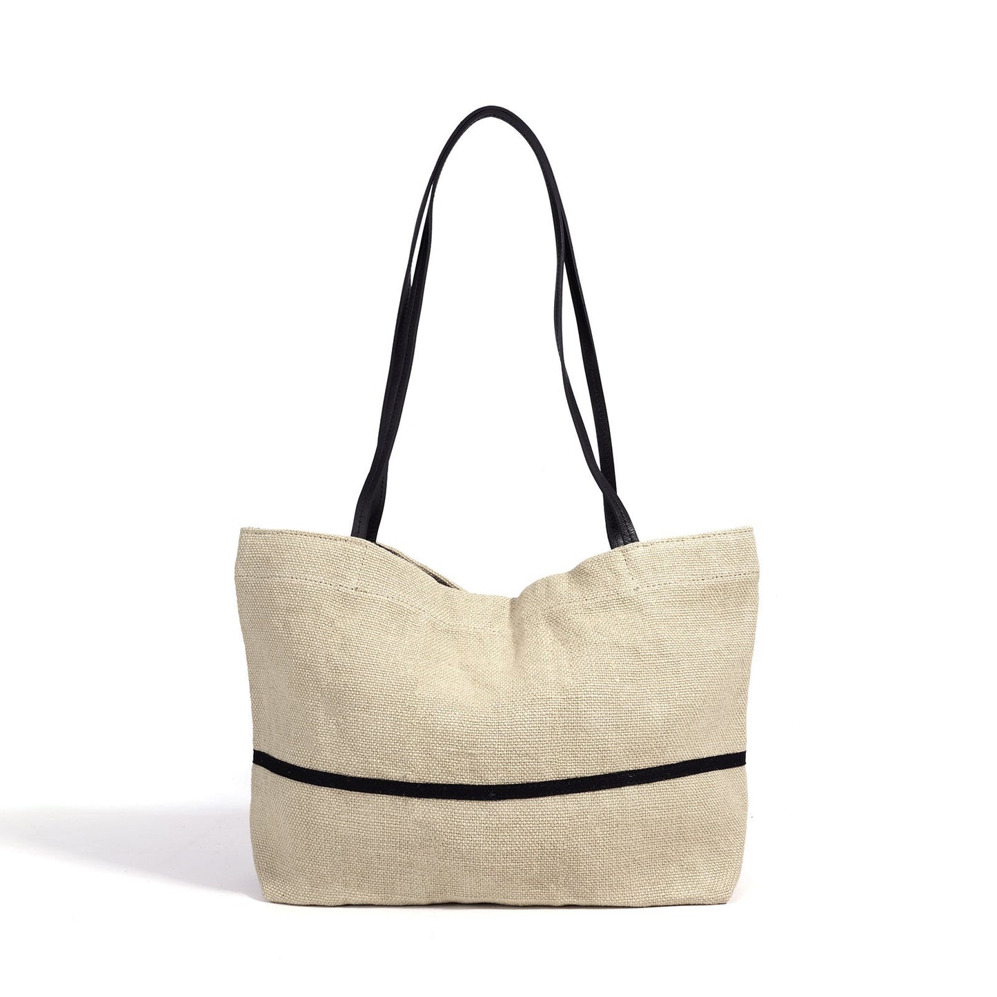 Women's Linen Tote Bag with Structured Base and Wide Straps